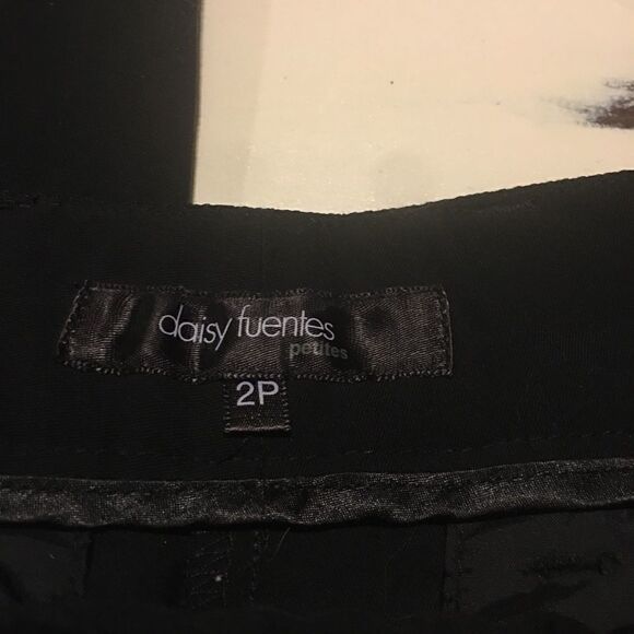 Daisy Fuentes size 2P wide leg black dress pants lace belt band - Picture 2 of 6